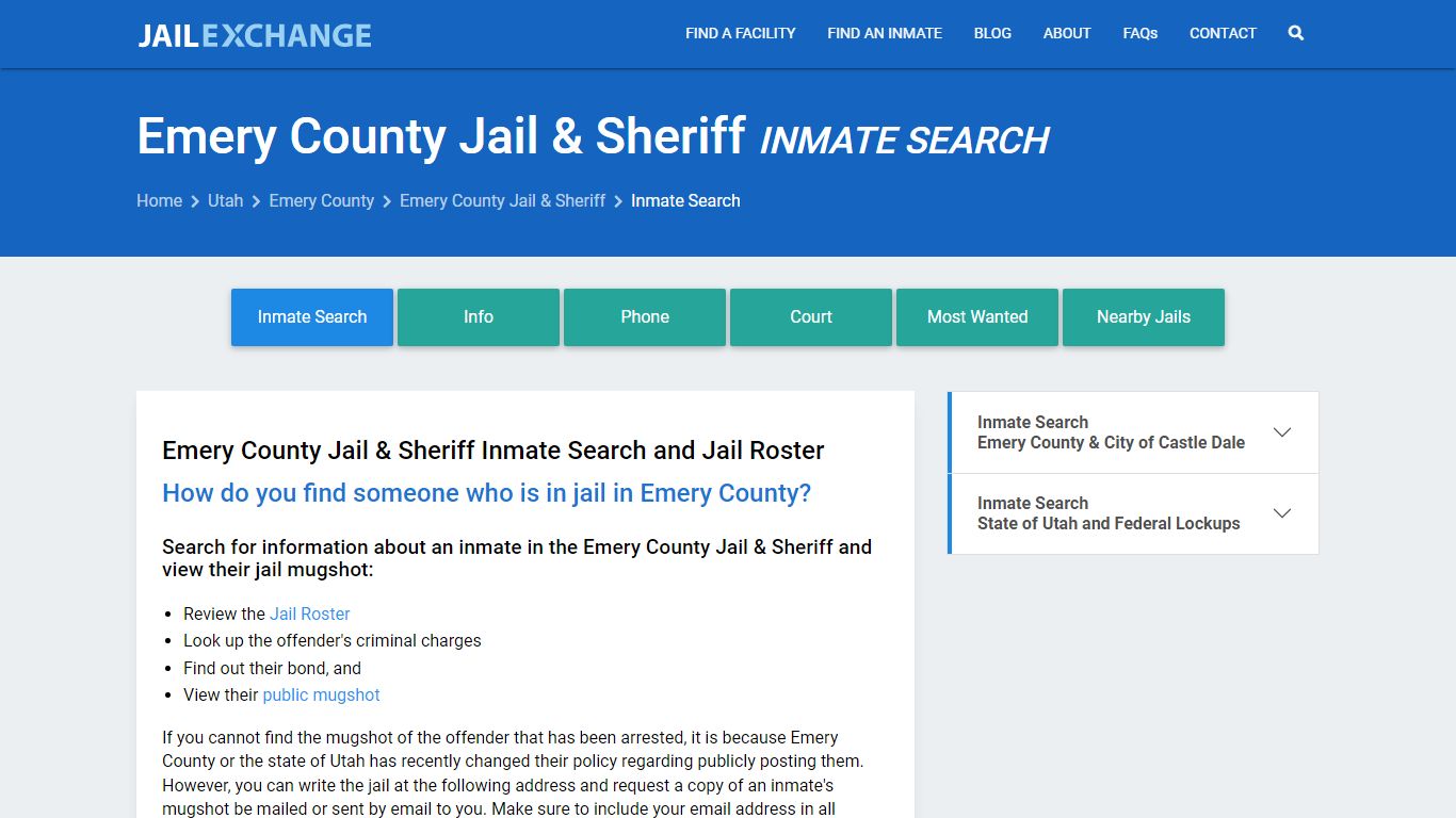 Emery County Jail & Sheriff Inmate Search - Jail Exchange